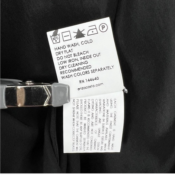 ENZA COSTA Dress Womens Medium 2 Black Satin Bias Slip Maxi Spaghetti Strap NEW - Picture 12 of 15